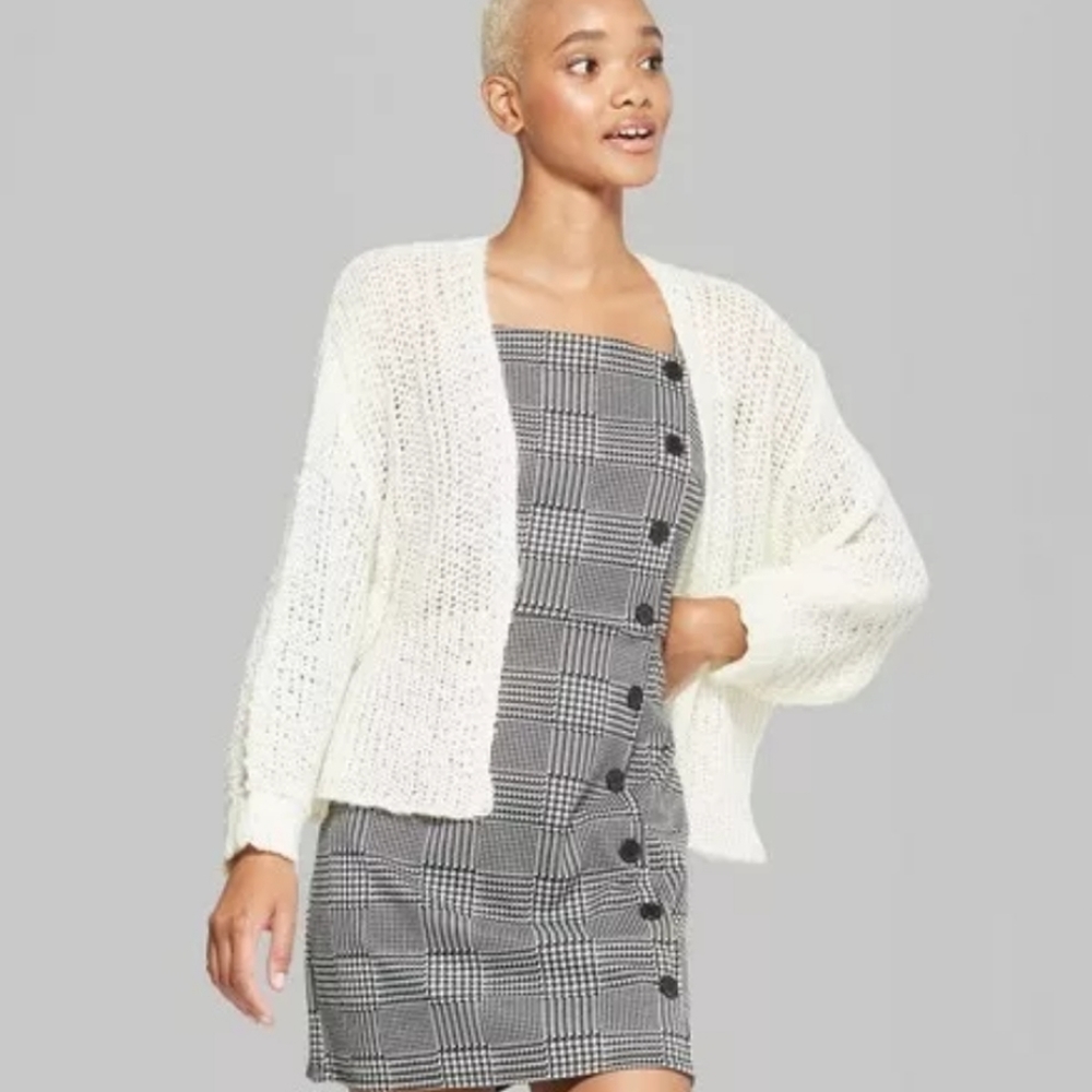 🔥 Wild Fable Ivory Billowy Sleeve Knit Cardigan